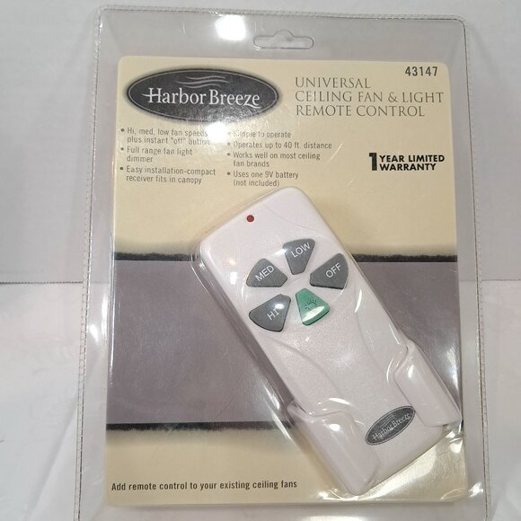NEW Harbor Breeze Universal Ceiling Fan & Light Remote Control 43147 RC-103L - Picture 1 of 6